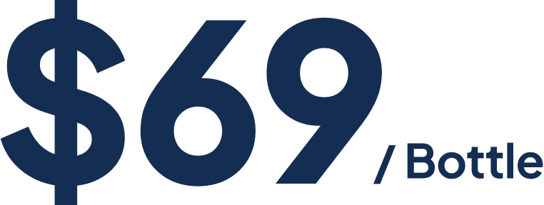 Official store price graphic: 69 dollars per bottle