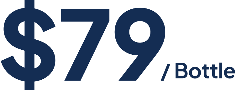Official store price graphic: 79 dollars per bottle