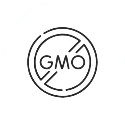 Non-GMO icon: the letters GMO inside a crossed-out circle