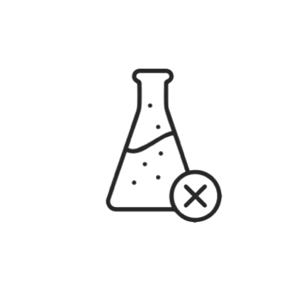 No stimulants icon: a laboratory flask crossed out